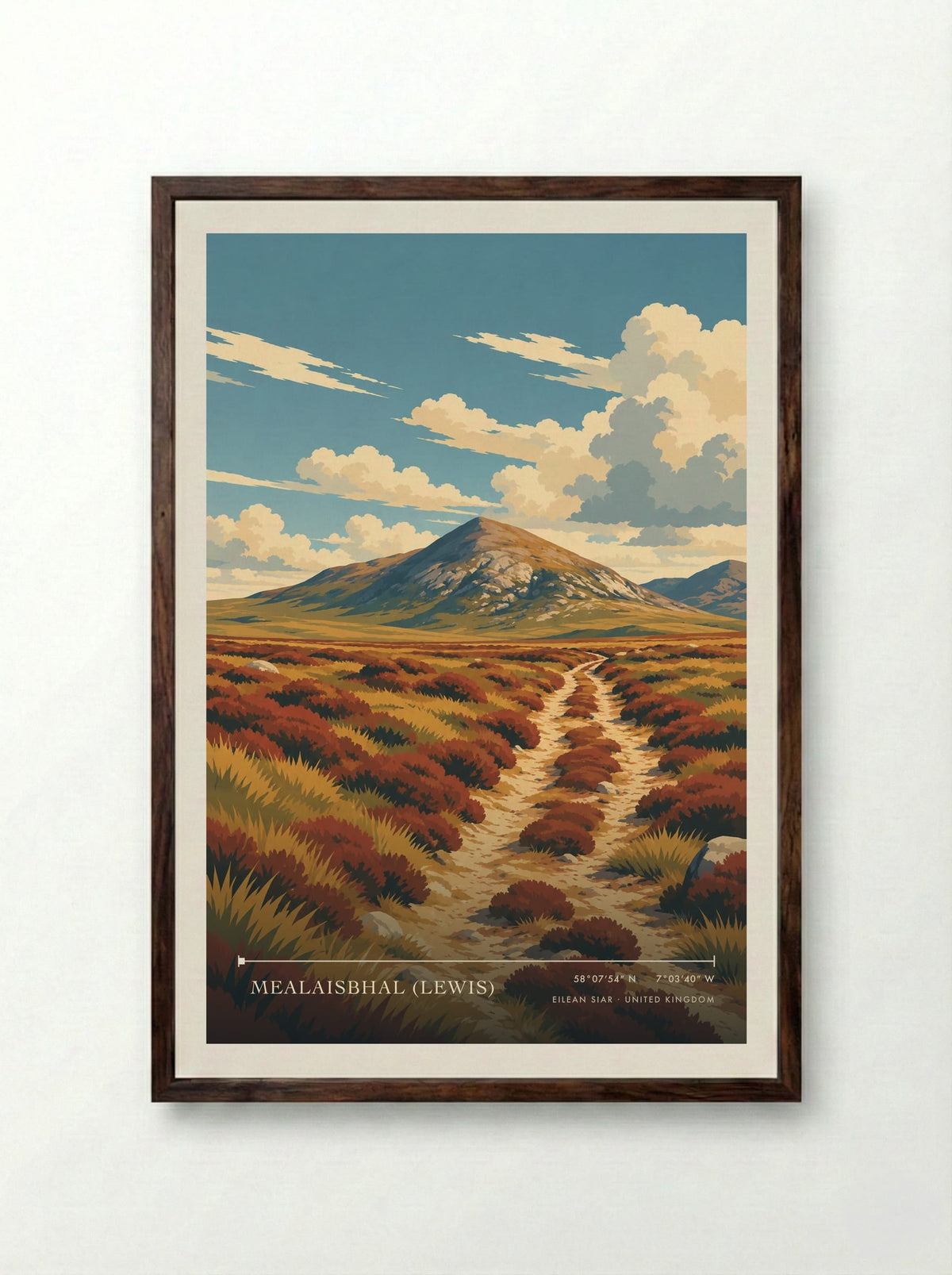 Mealaisbhal (Lewis), Eilean Siar | Travel Poster - Framed Print Dark Wood