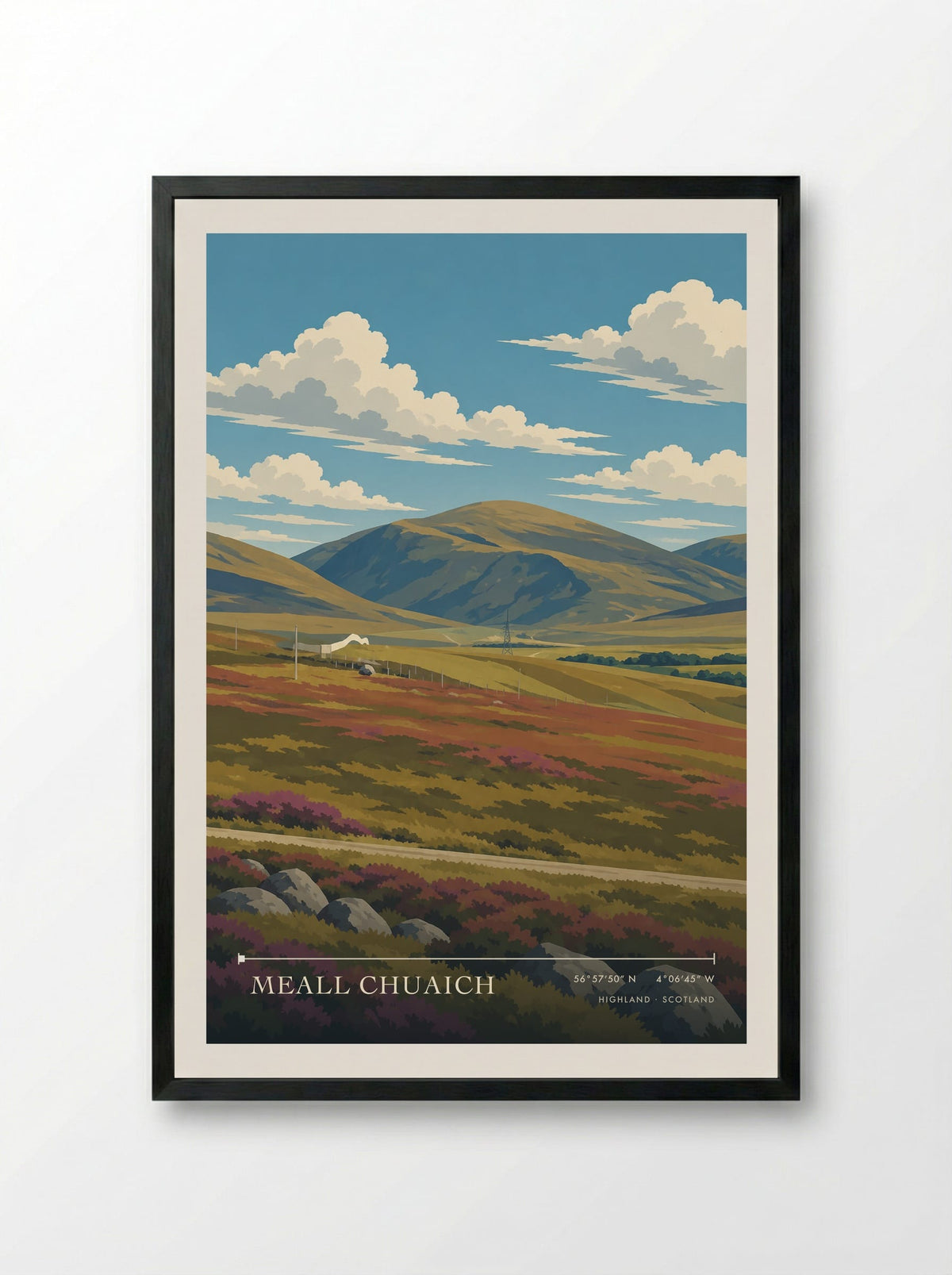Meall Chuaich, Highland | Travel Poster - Framed Print Black