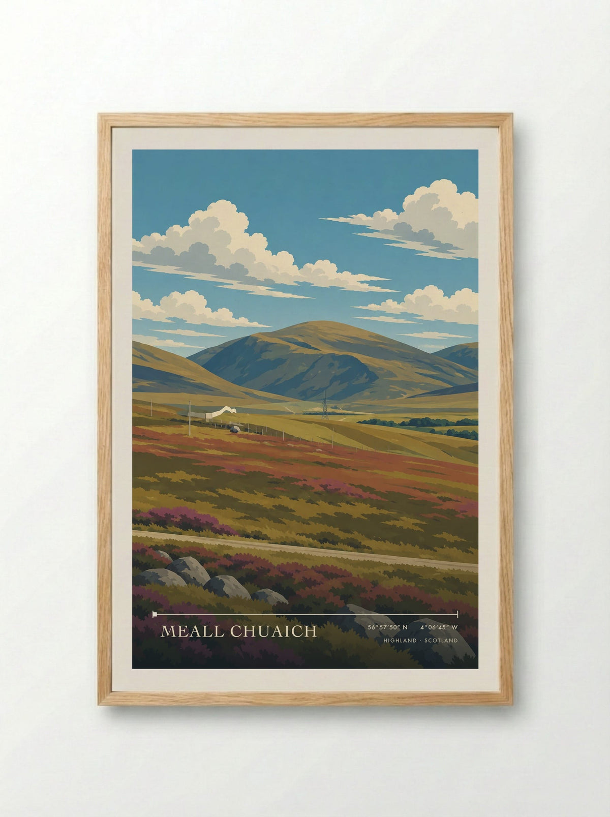 Meall Chuaich, Highland | Travel Poster - Framed Print Wood