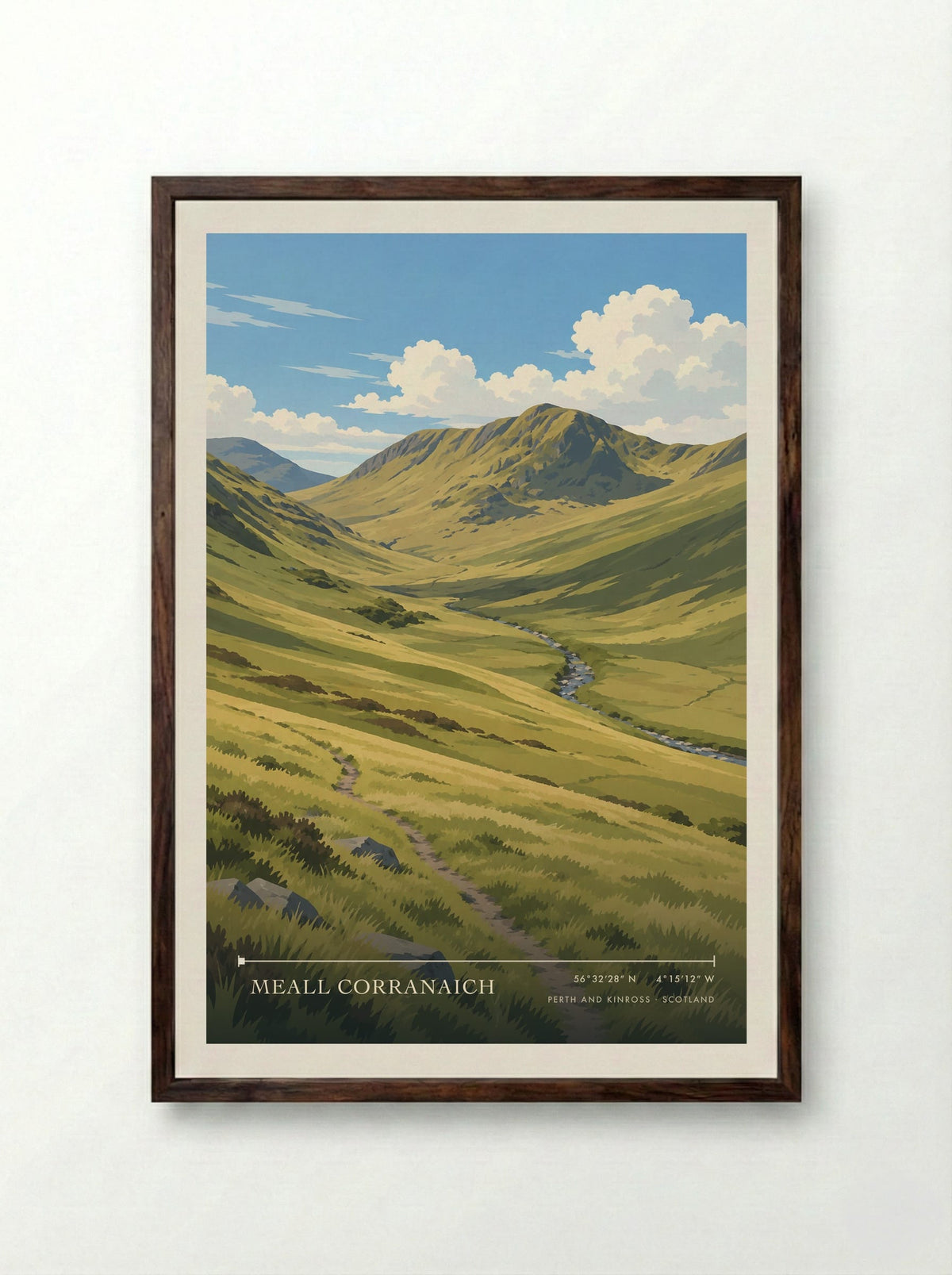 Meall Corranaich, Perth and Kinross | Travel Poster - Framed Print Dark Wood
