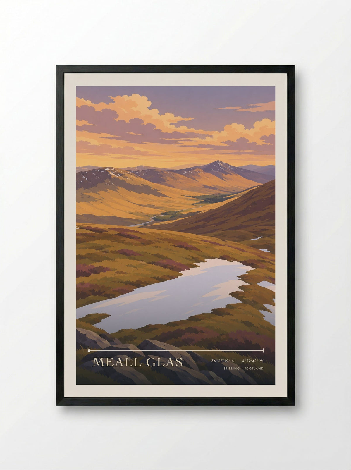 Meall Glas, Stirling | Travel Poster - Framed Print Black