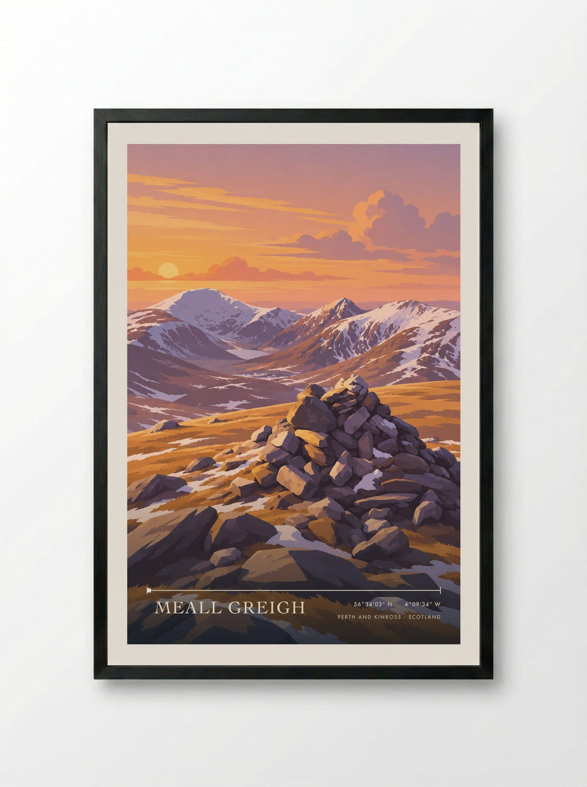 Meall Greigh, Perth and Kinross | Travel Poster - Framed Print Black