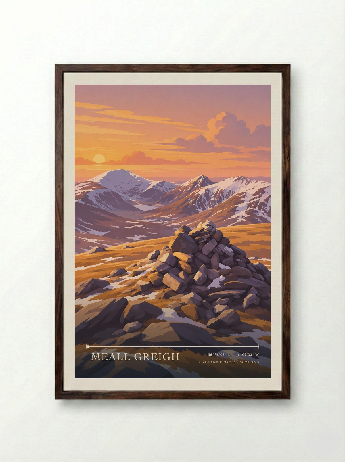 Meall Greigh, Perth and Kinross | Travel Poster - Framed Print Dark Wood