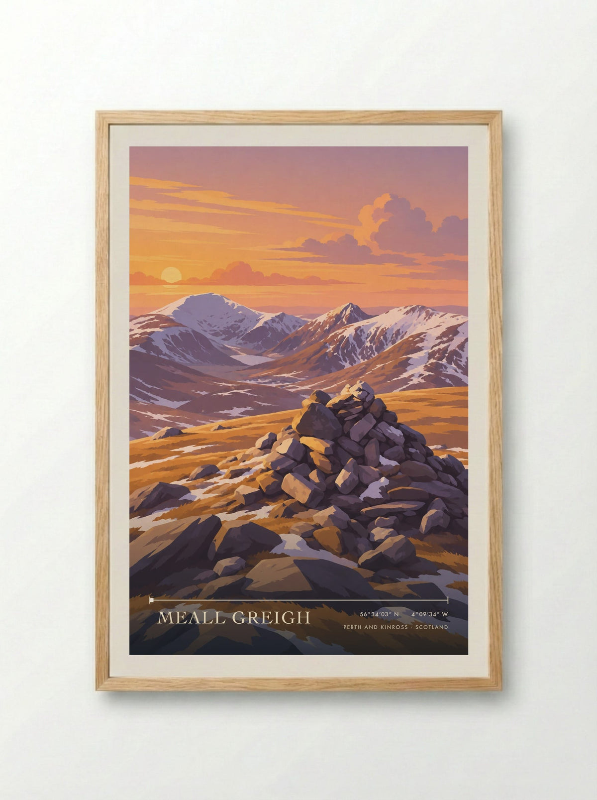 Meall Greigh, Perth and Kinross | Travel Poster - Framed Print Wood