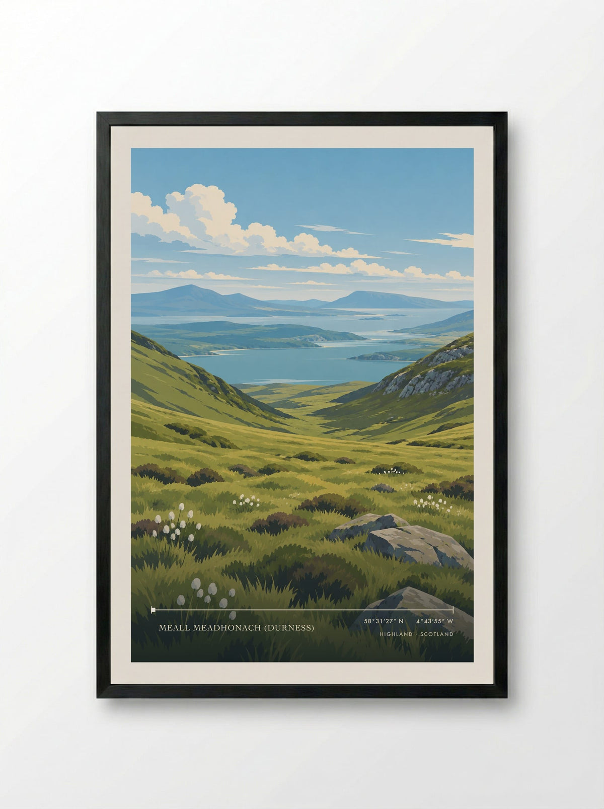 Meall Meadhonach (Durness), Highland | Travel Poster - Framed Print Black