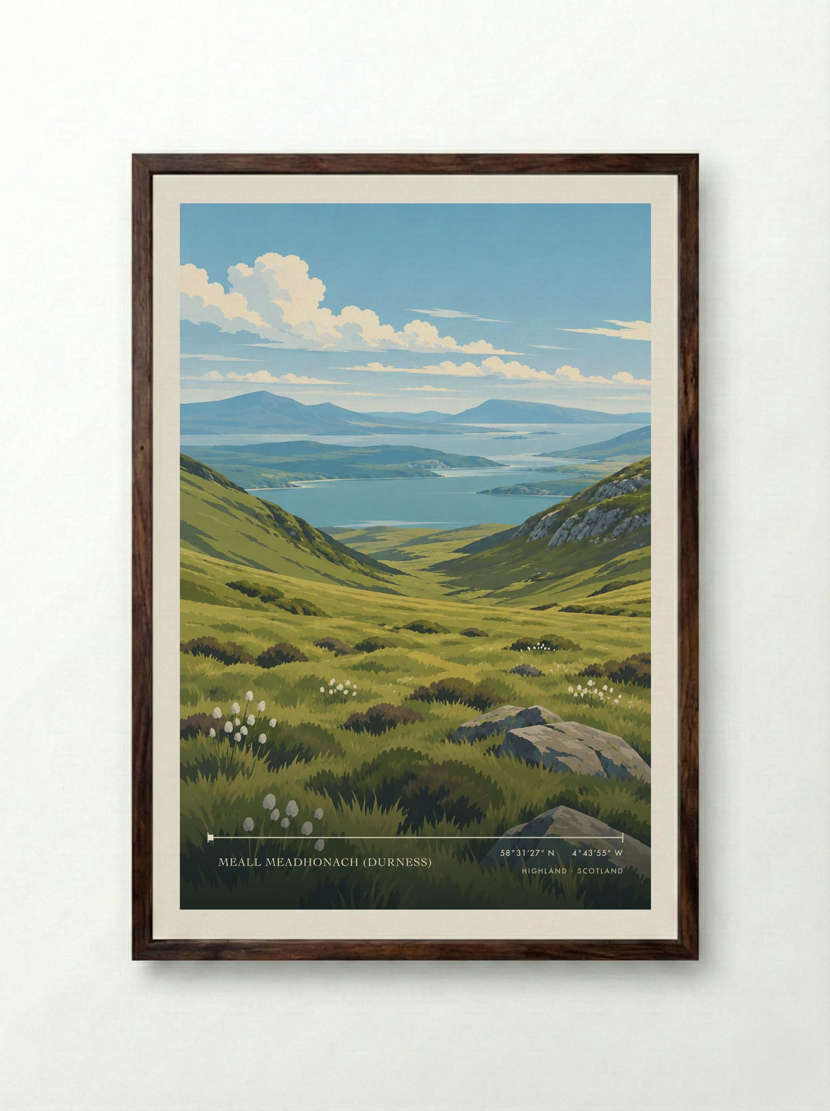Meall Meadhonach (Durness), Highland | Travel Poster - Framed Print Dark Wood