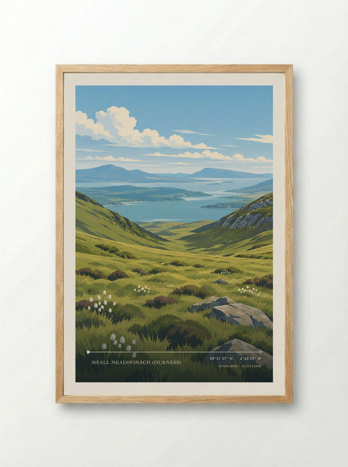 Meall Meadhonach (Durness), Highland | Travel Poster - Framed Print Wood