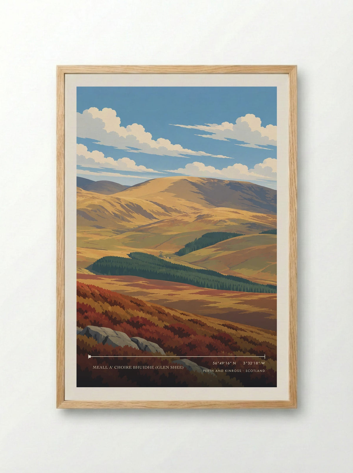 Meall a' Choire Bhuidhe (Glen Shee), Perth and Kinross | Travel Poster - Framed Print Wood
