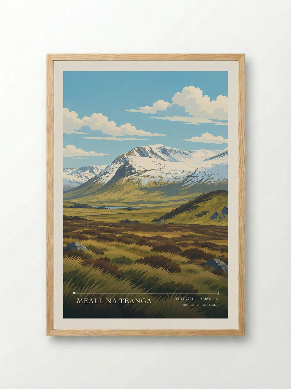 Meall na Teanga, Highland | Travel Poster - Framed Print Wood