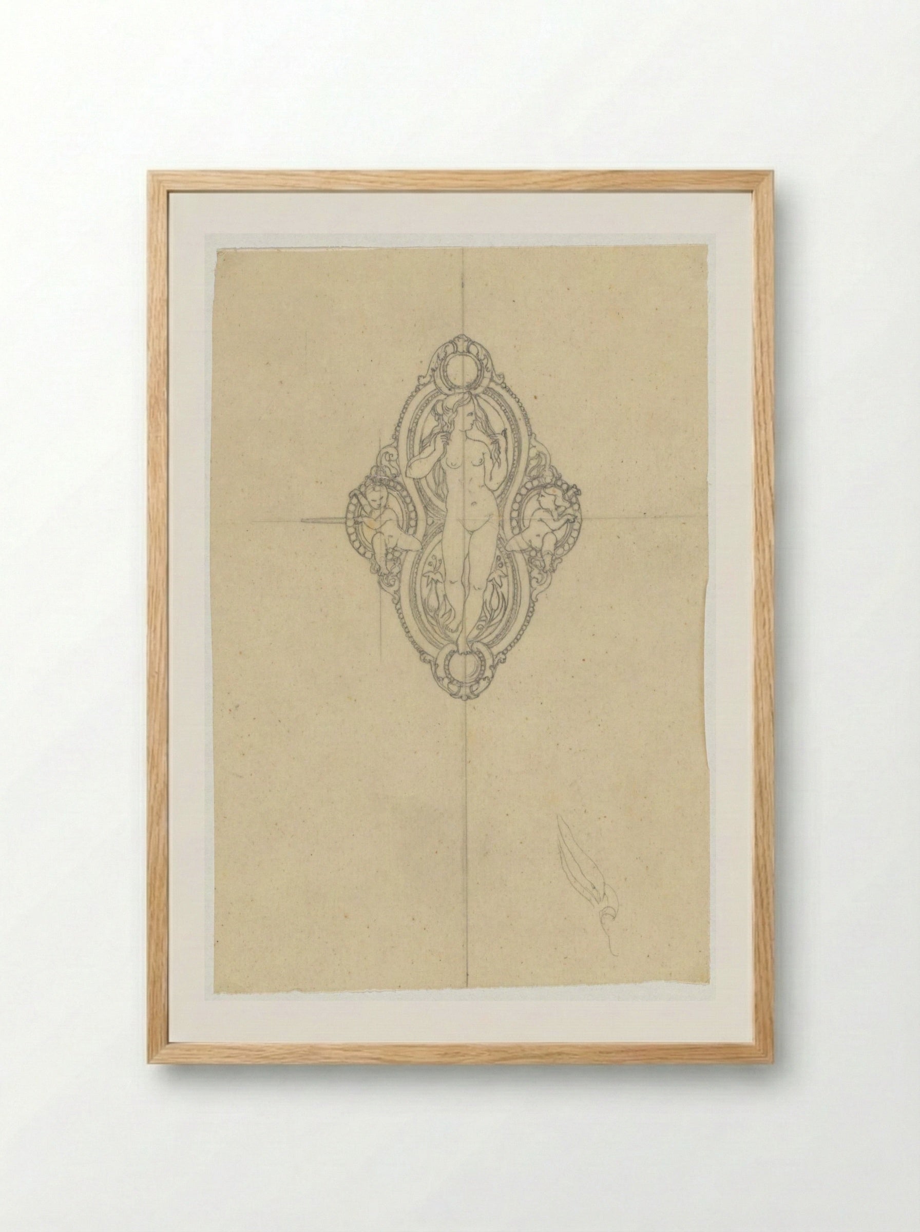 Medaillon (Design for Decorative Ornament) - Firma Feuchère - Framed Print Wood