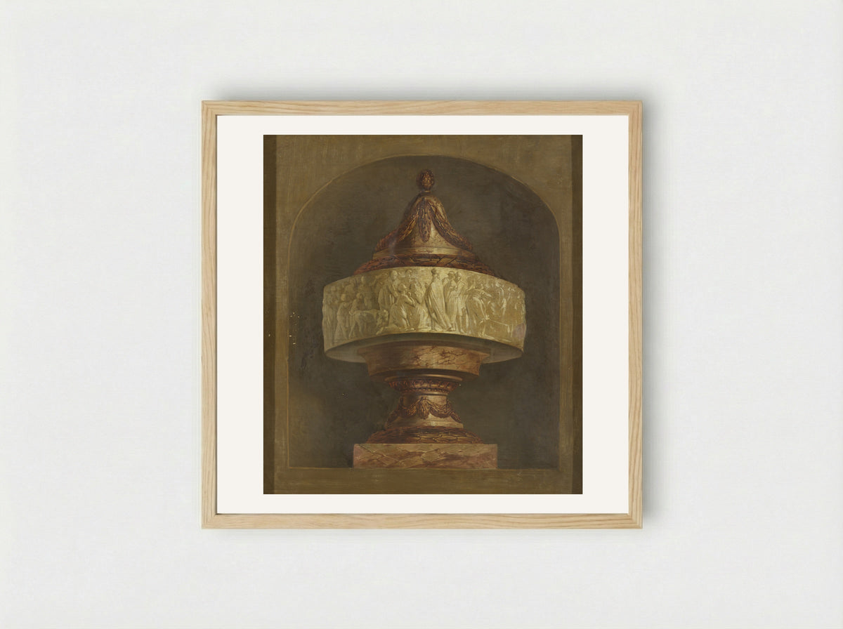 Medaillon met Bacchus omringd door drie putti en een geit - Jurriaan Andriessen - Framed Print Wood