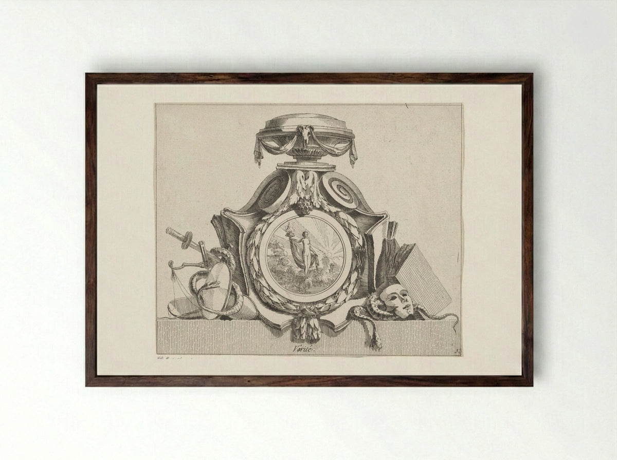 Medaillon met de personificatie van de Waarheid - Jean Charles Delafosse - Framed Print Dark Wood
