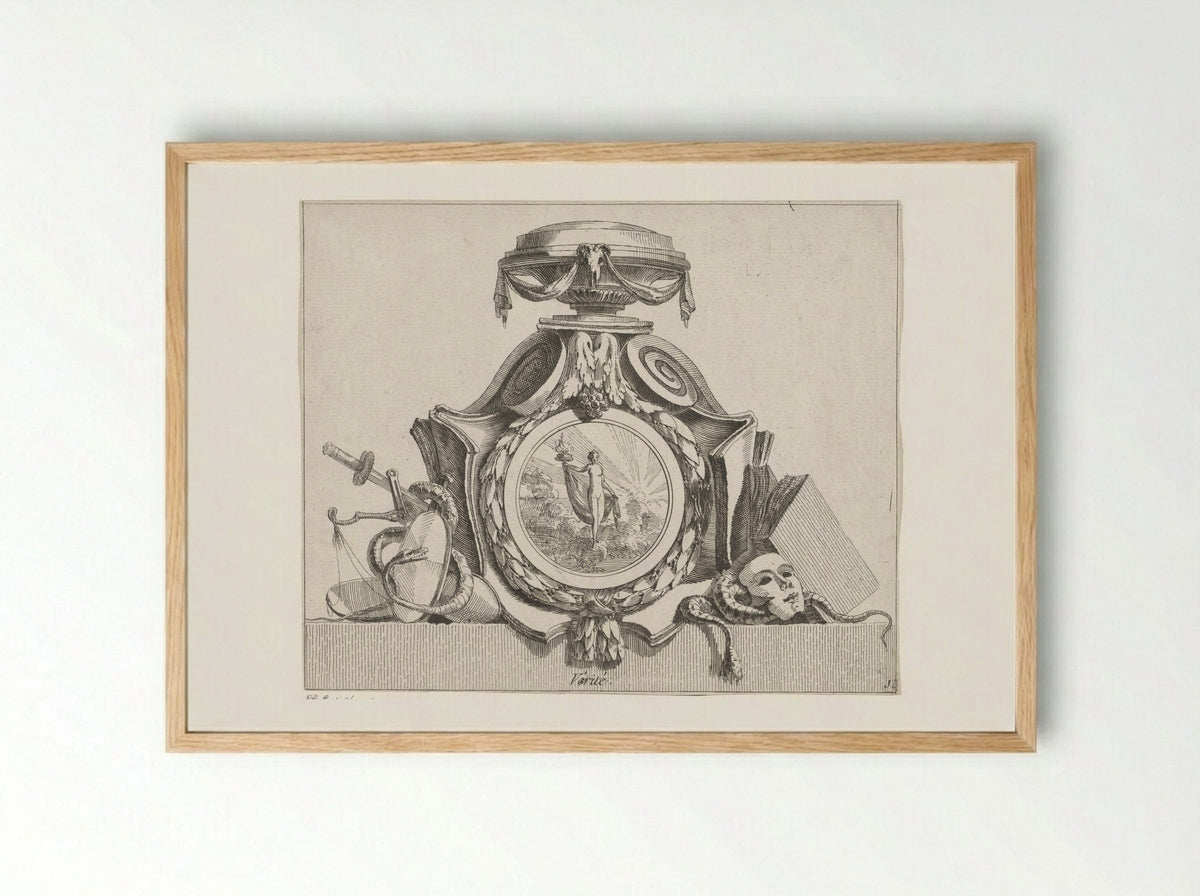 Medaillon met de personificatie van de Waarheid - Jean Charles Delafosse - Framed Print Wood