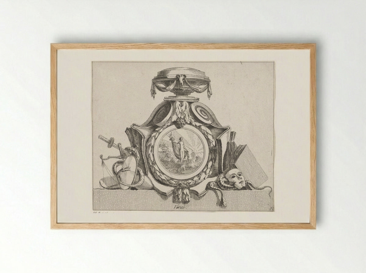 Medaillon met de personificatie van de Waarheid - Jean Charles Delafosse - Framed Print Wood