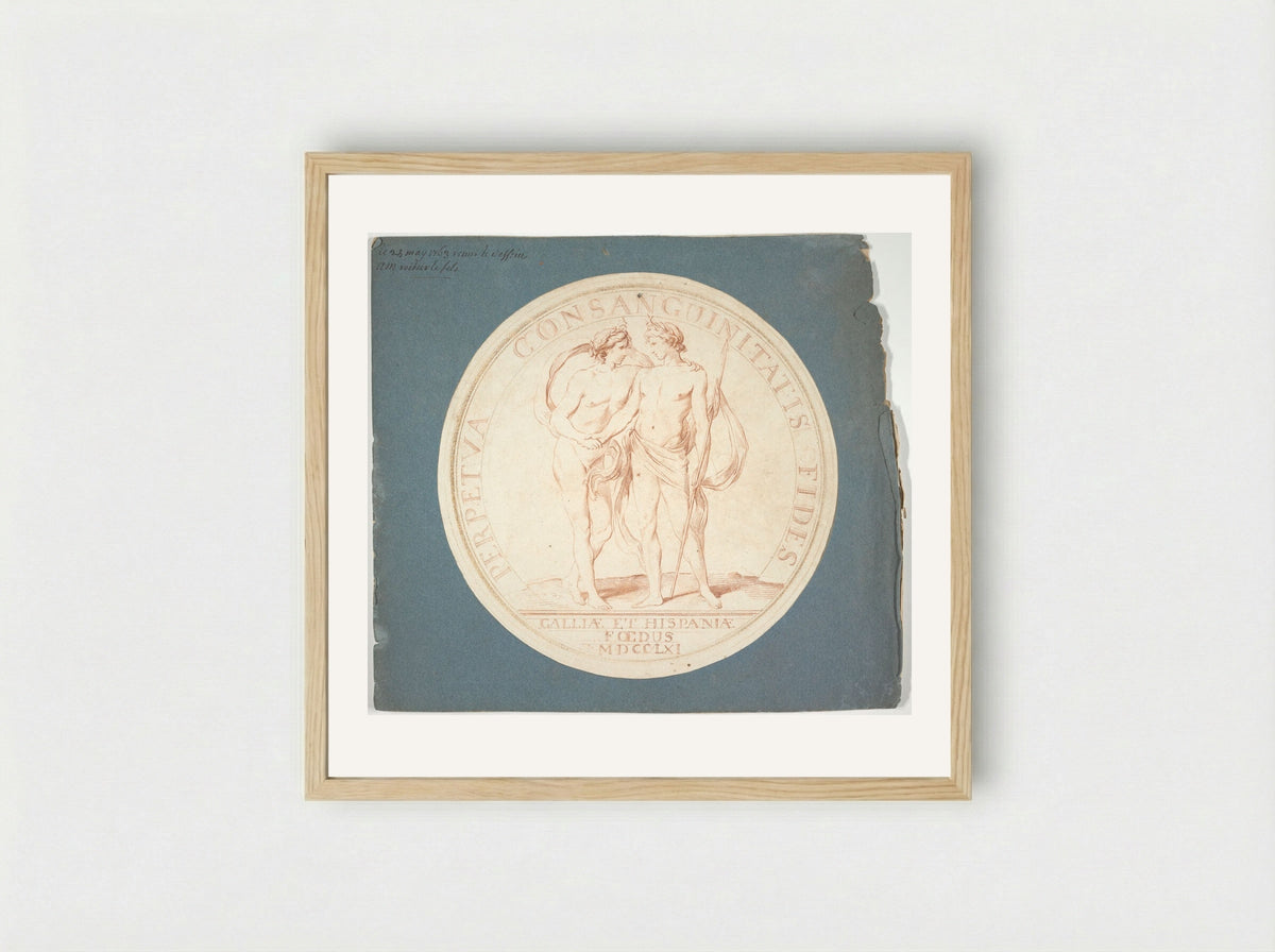 Medal Design, France and Spain: PERPETUA CONSANGUINITATIS FIDES - Louis-Claude Vassé - Framed Print Wood