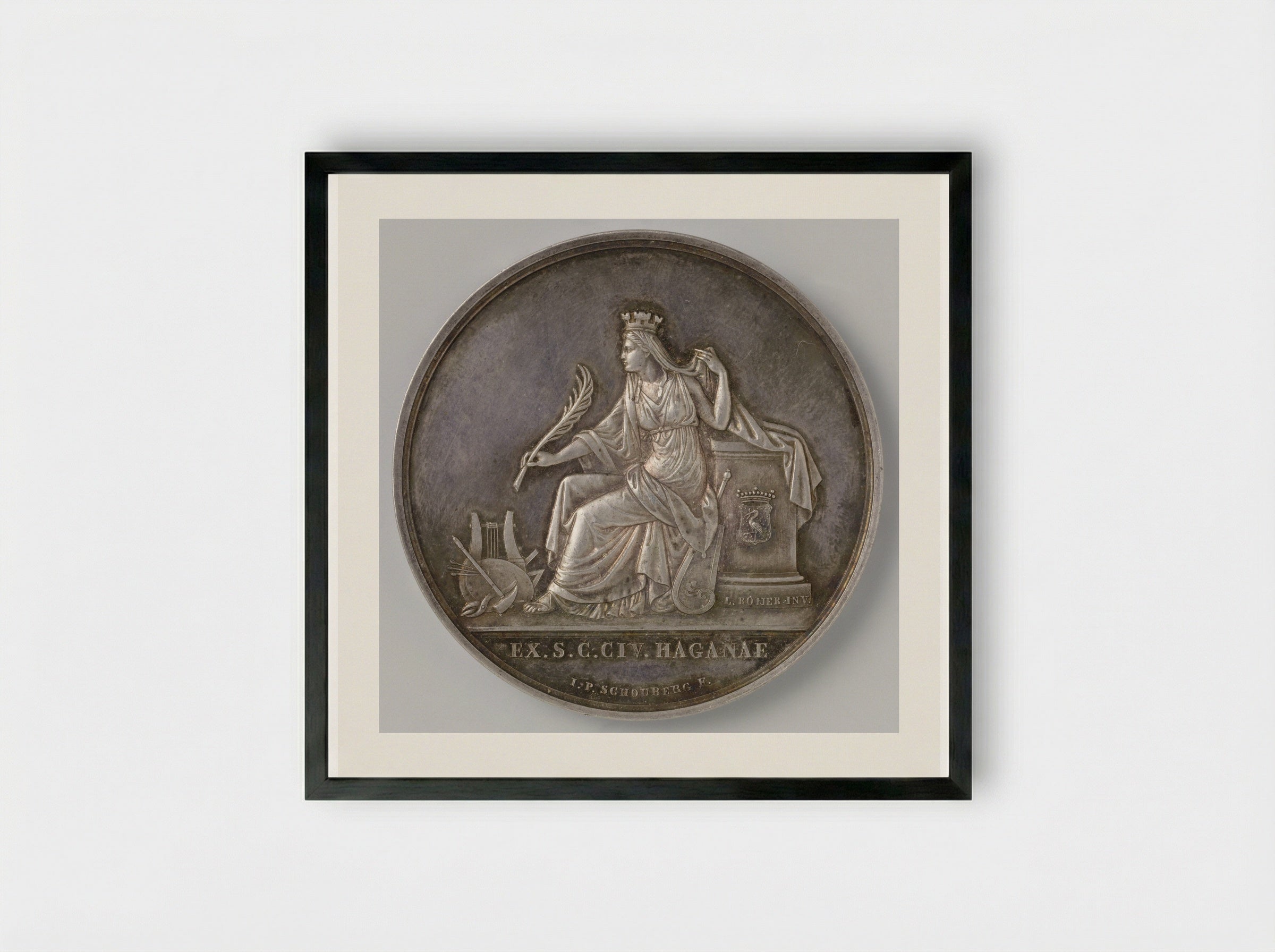 Medal of the City of The Hague - Louis Royer - Framed Print Black