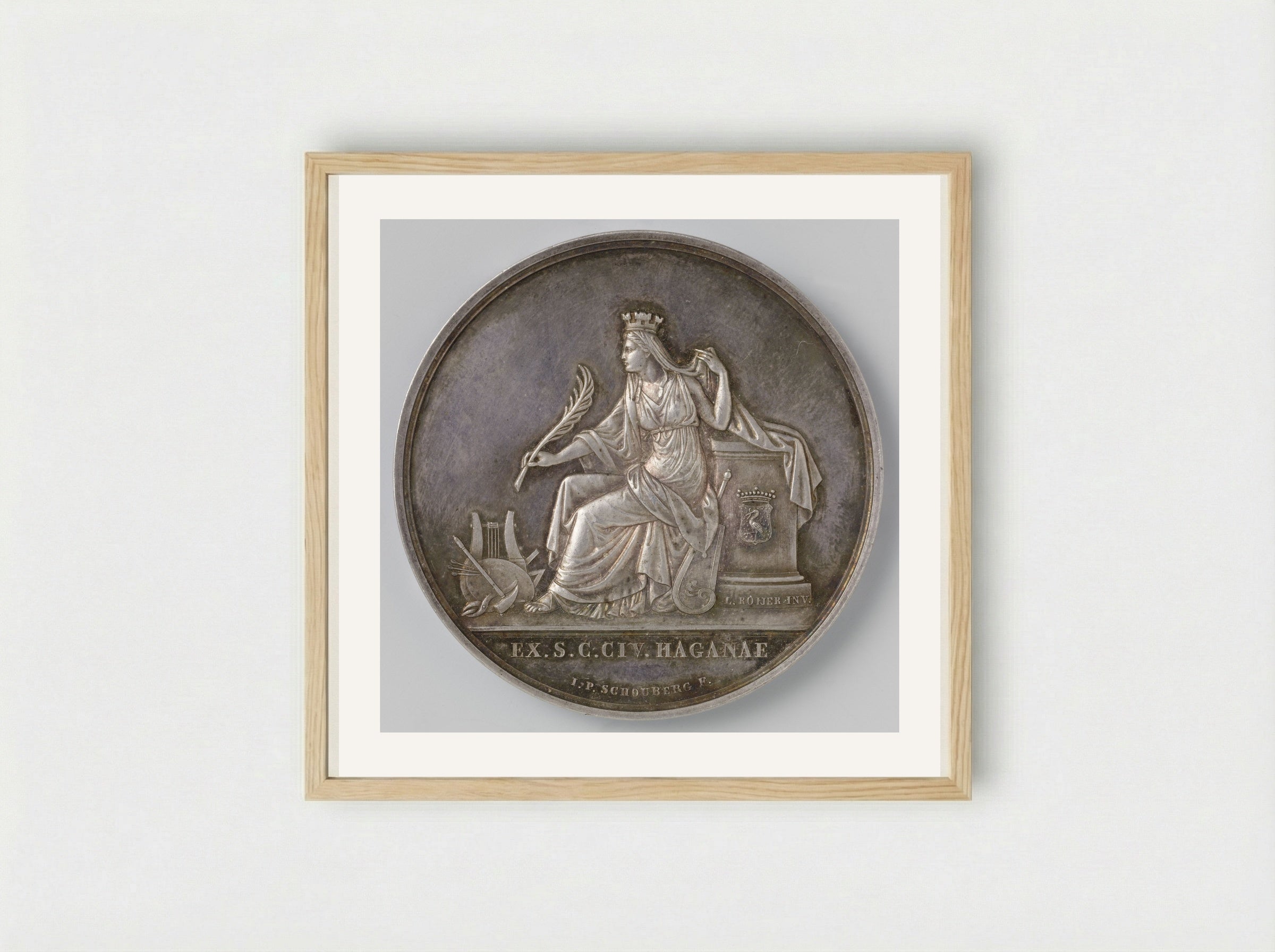 Medal of the City of The Hague - Louis Royer - Framed Print Wood