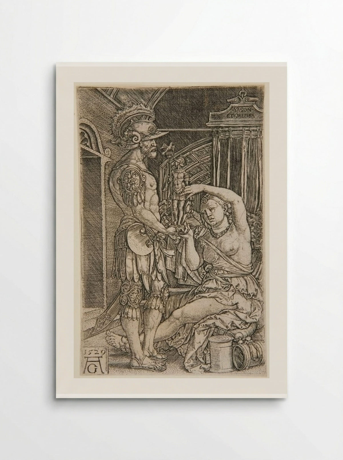 Medea Presents a Statue of an Armed Man to Jason - Heinrich Aldegrever - Poster