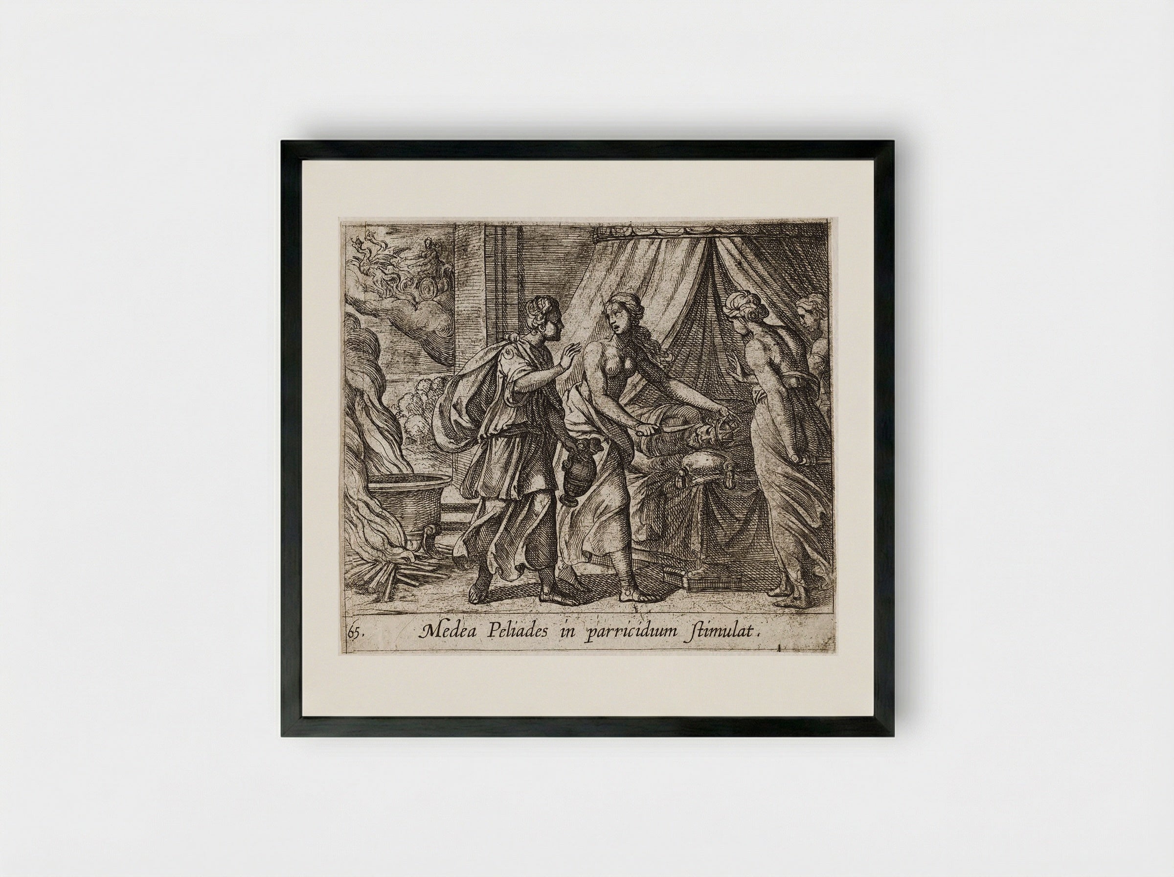 Medea Urging the Daughters of King Pelias to Murder their Father - Antonio Tempesta - Framed Print Black