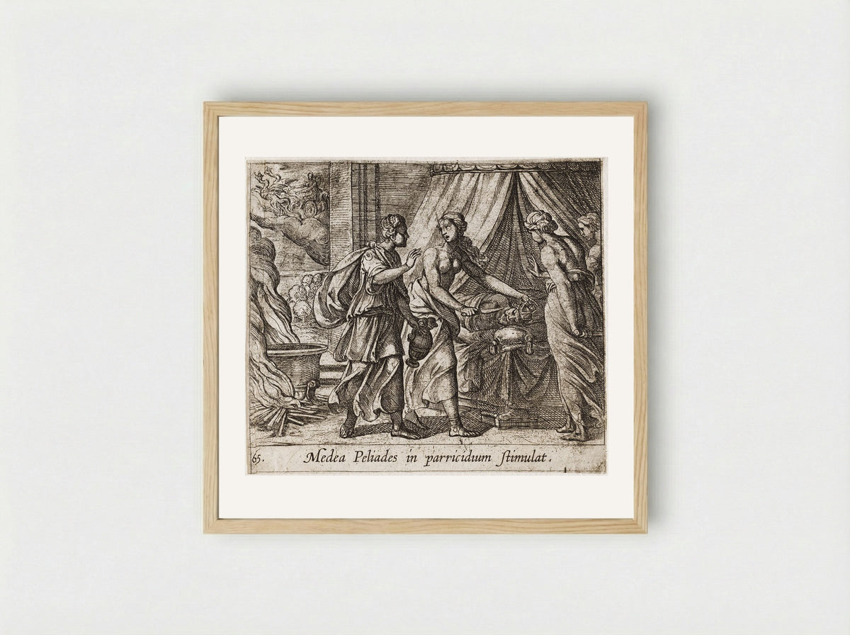 Medea Urging the Daughters of King Pelias to Murder their Father - Antonio Tempesta - Framed Print Wood