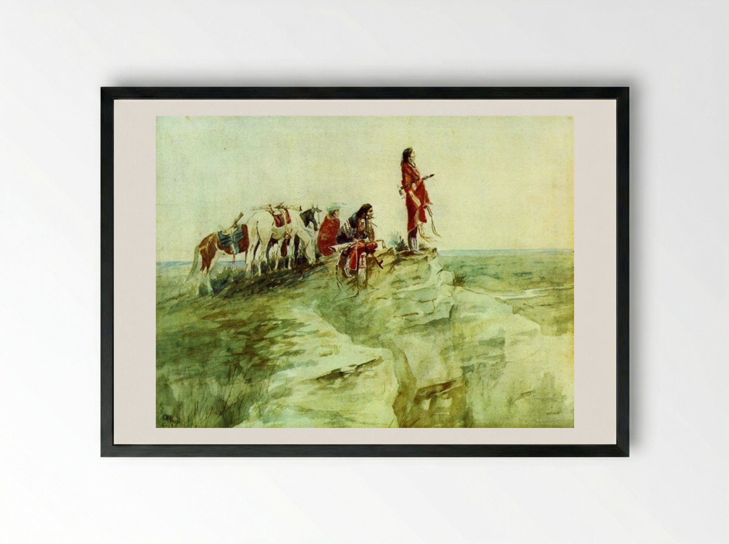 Medicine Rock - Charles M. Russell - Framed Print Black