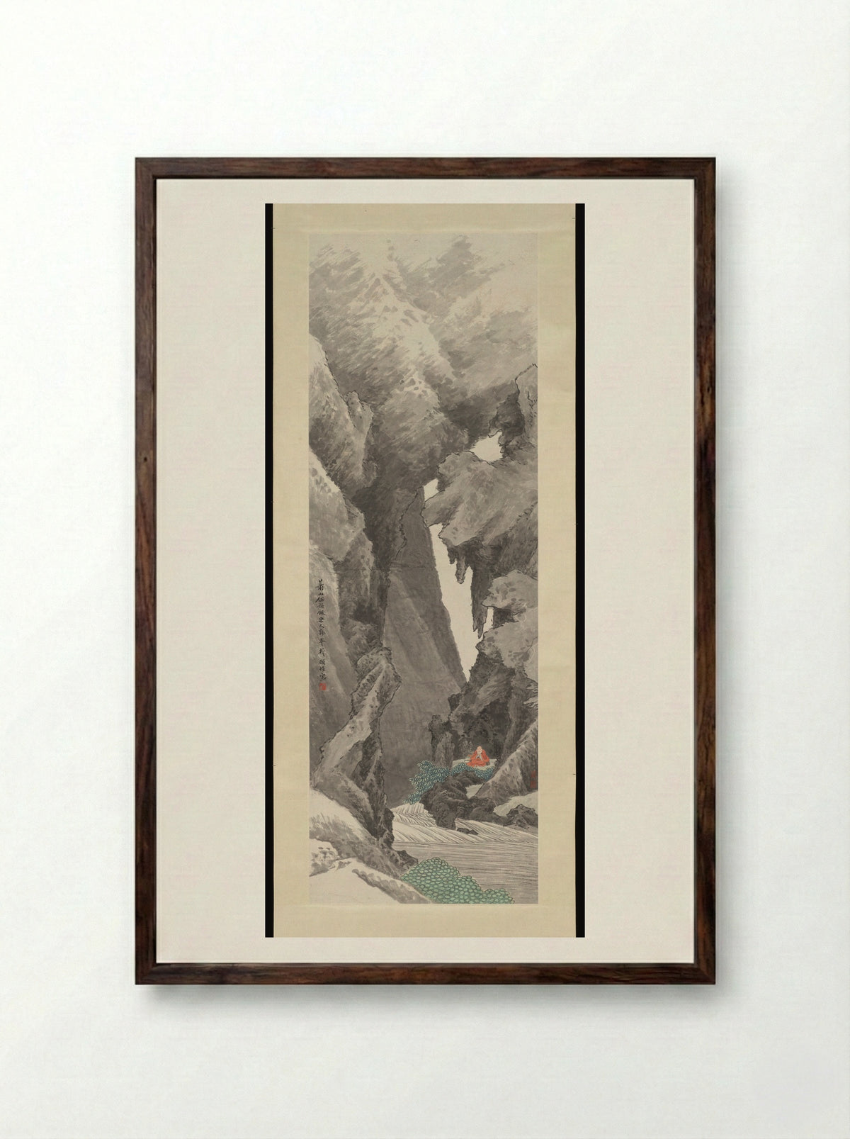 Meditation in a Cave - Ren Yu - Framed Print Dark Wood