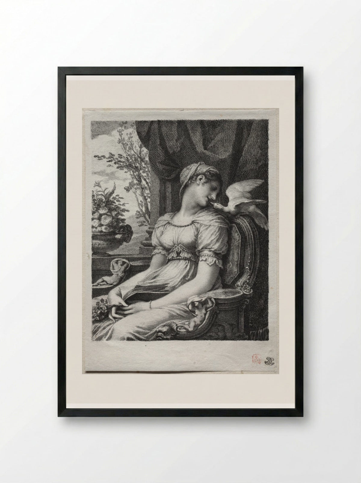 Meditation - Pierre-Paul Prud'hon - Framed Print Black