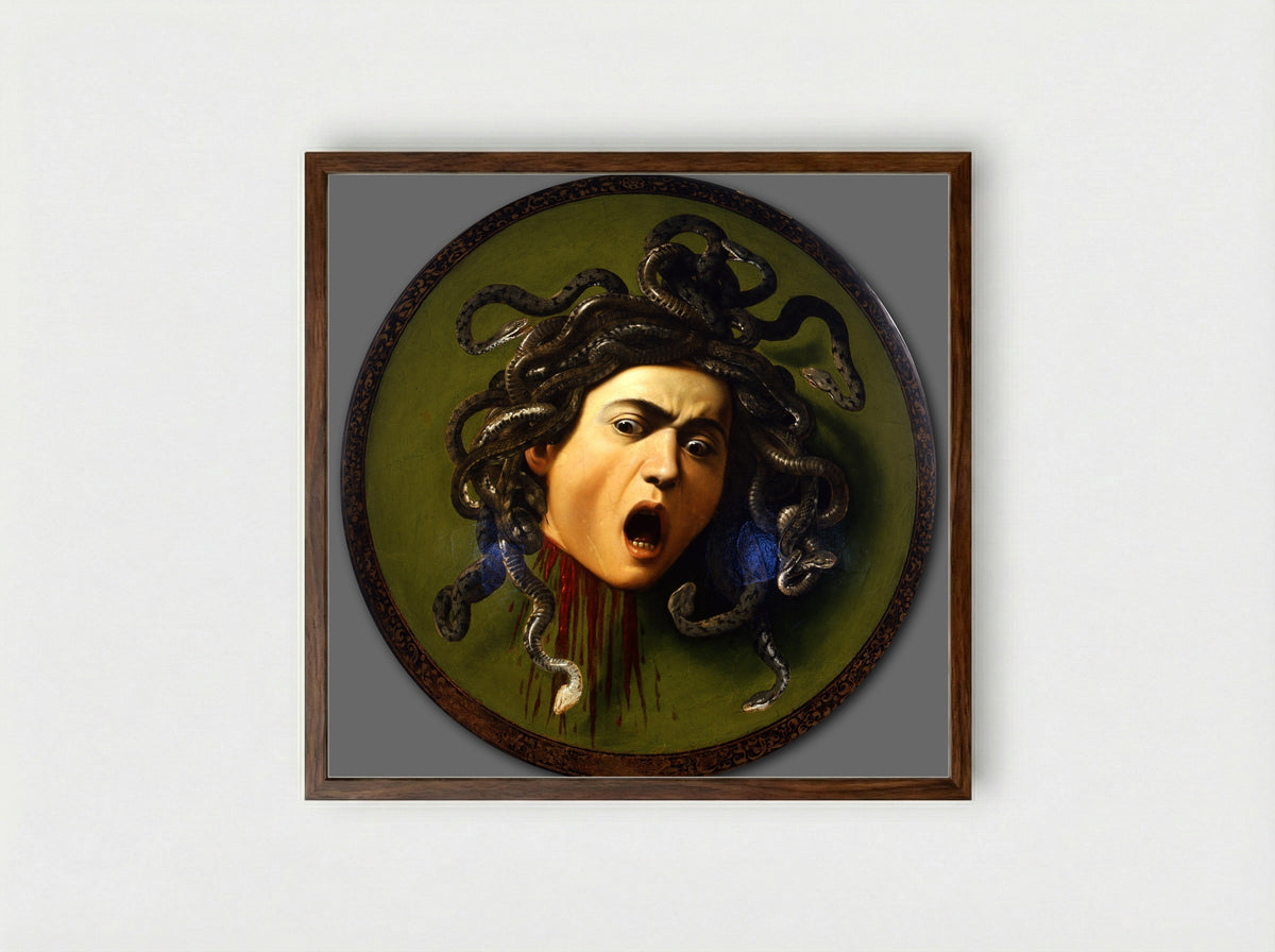 Medusa - Caravaggio - Framed Print Dark Wood