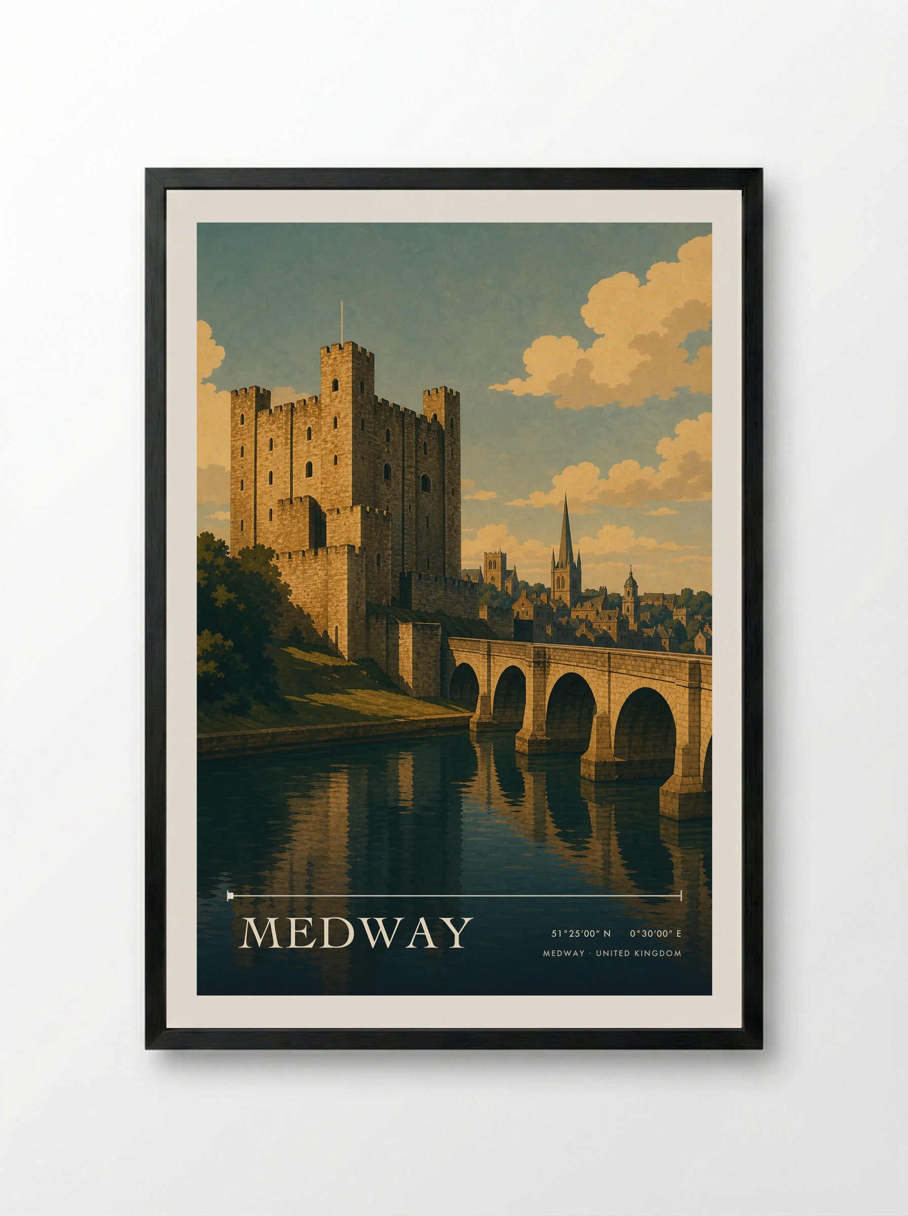 Medway United Kingdom Travel Poster - Framed Print Black