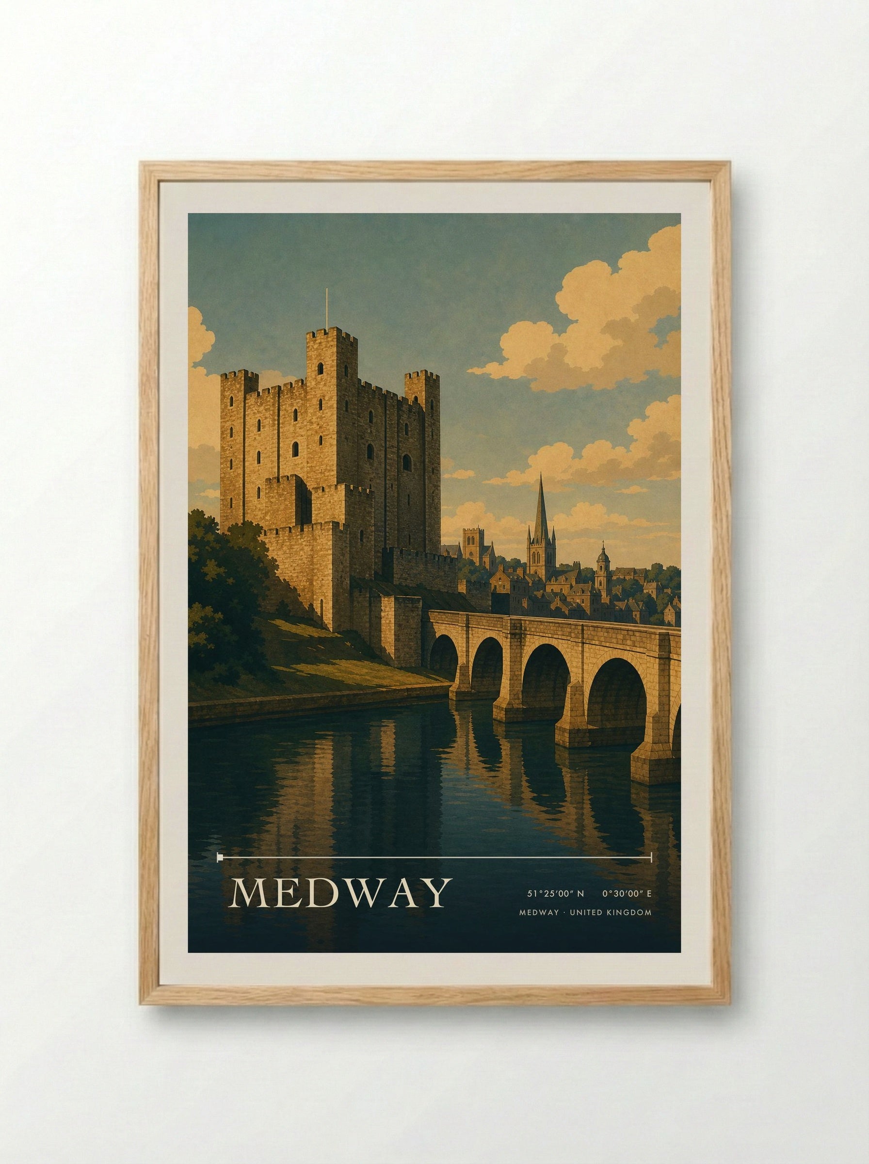 Medway United Kingdom Travel Poster - Framed Print Wood