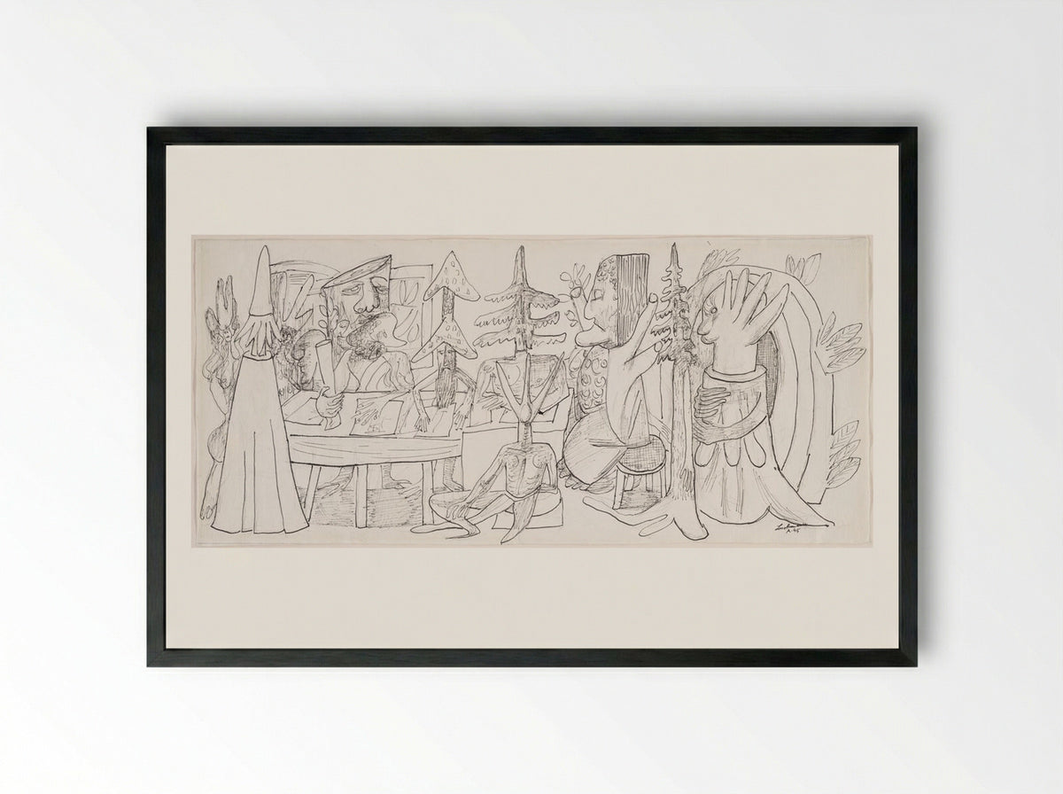 Meeting of the Forest Owners - Max Beckmann - Framed Print Black