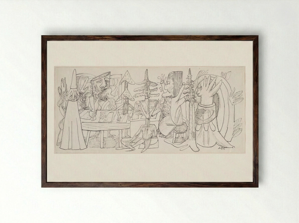 Meeting of the Forest Owners - Max Beckmann - Framed Print Dark Wood