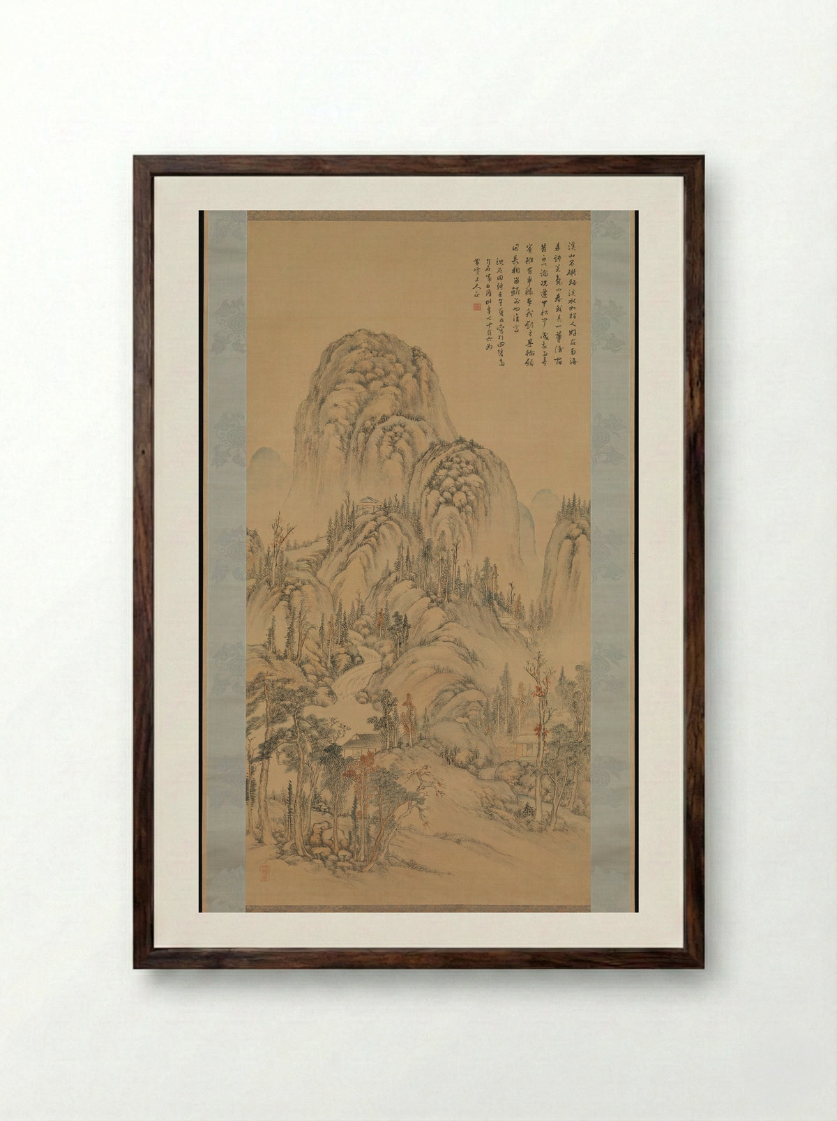 Meeting with a Friend on an Autumn Day - Noro Kaiseki - Framed Print Dark Wood