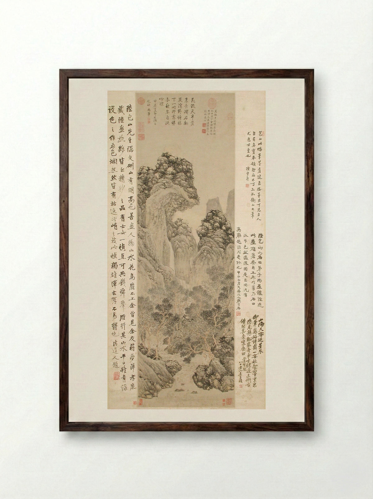 Mei Cheng Sitting Alone - Lu Zhi - Framed Print Dark Wood