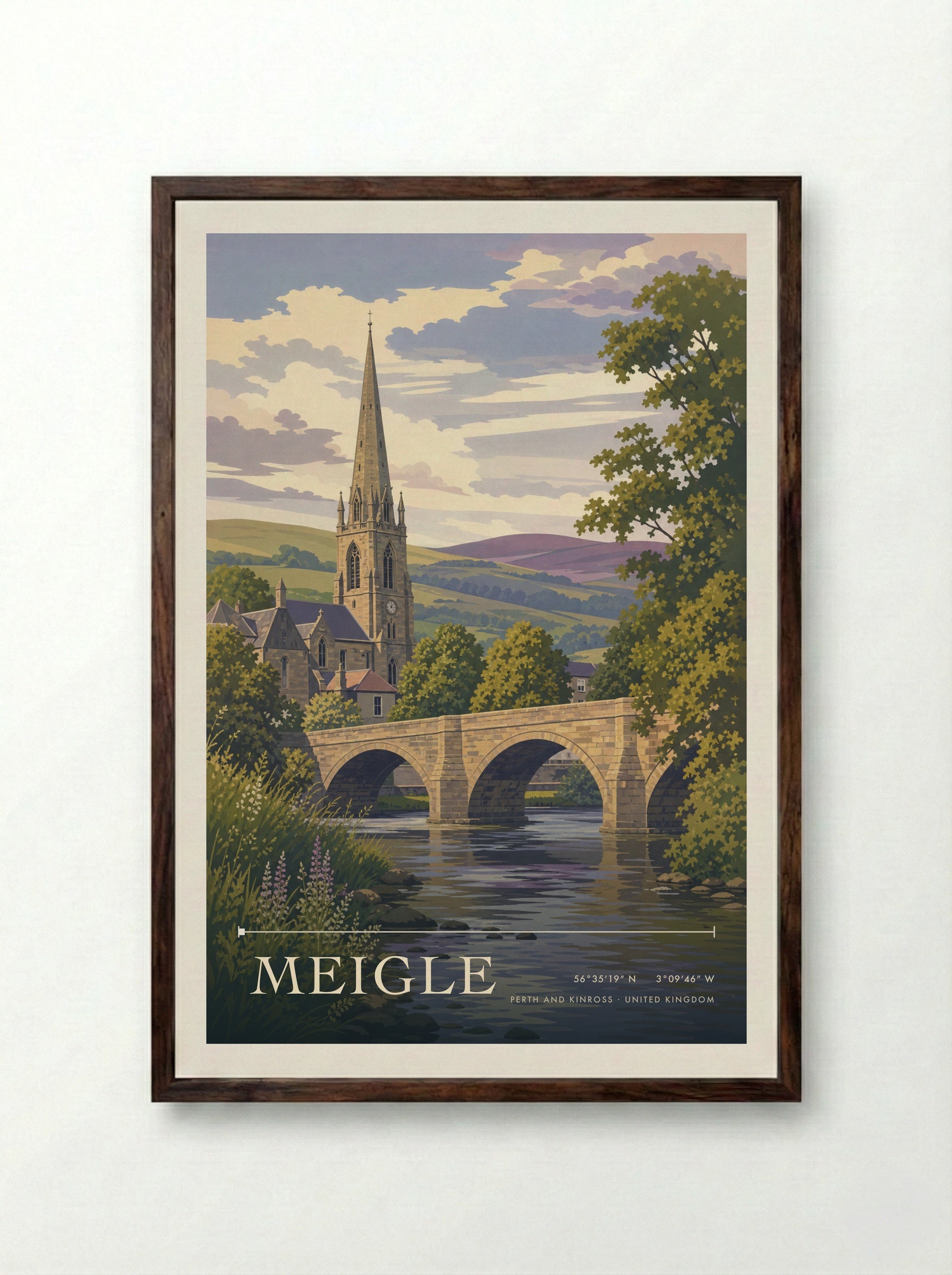 Meigle Perth and Kinross United Kingdom Travel Poster - Framed Print Dark Wood