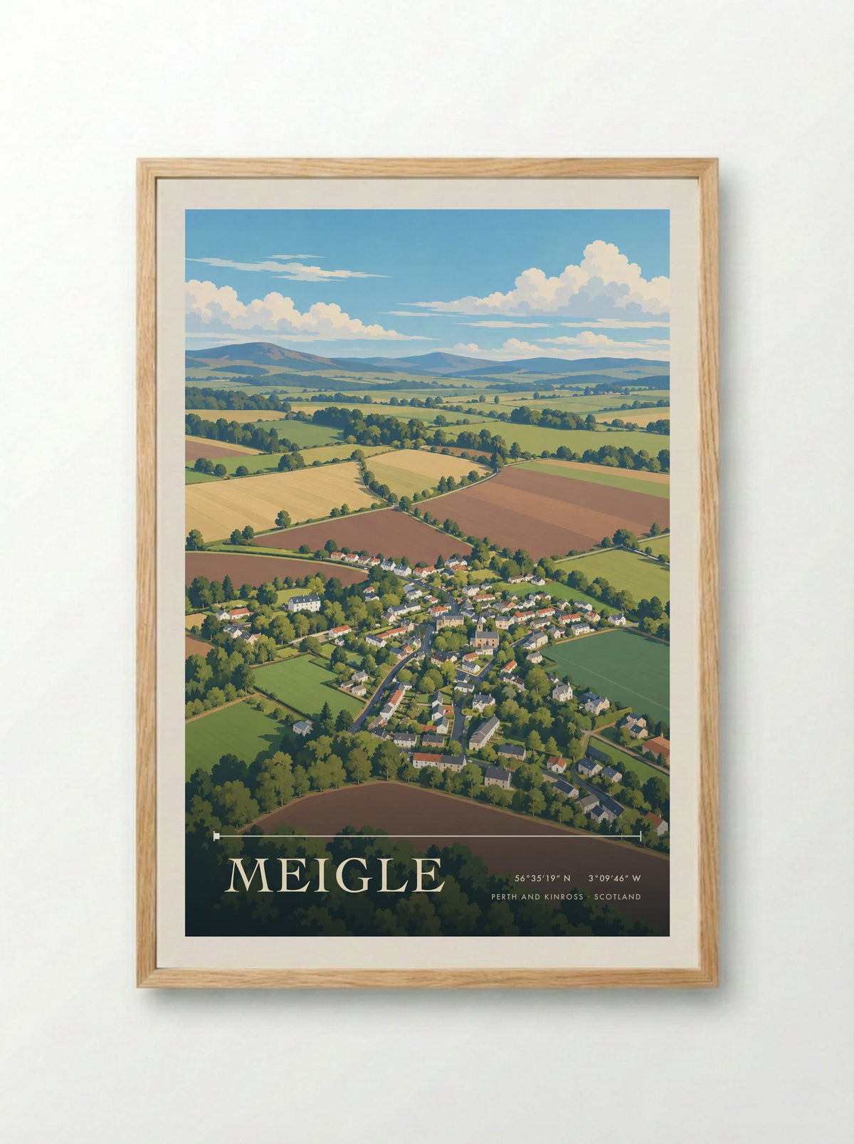 Meigle, Perth and Kinross | Travel Poster - Framed Print Wood