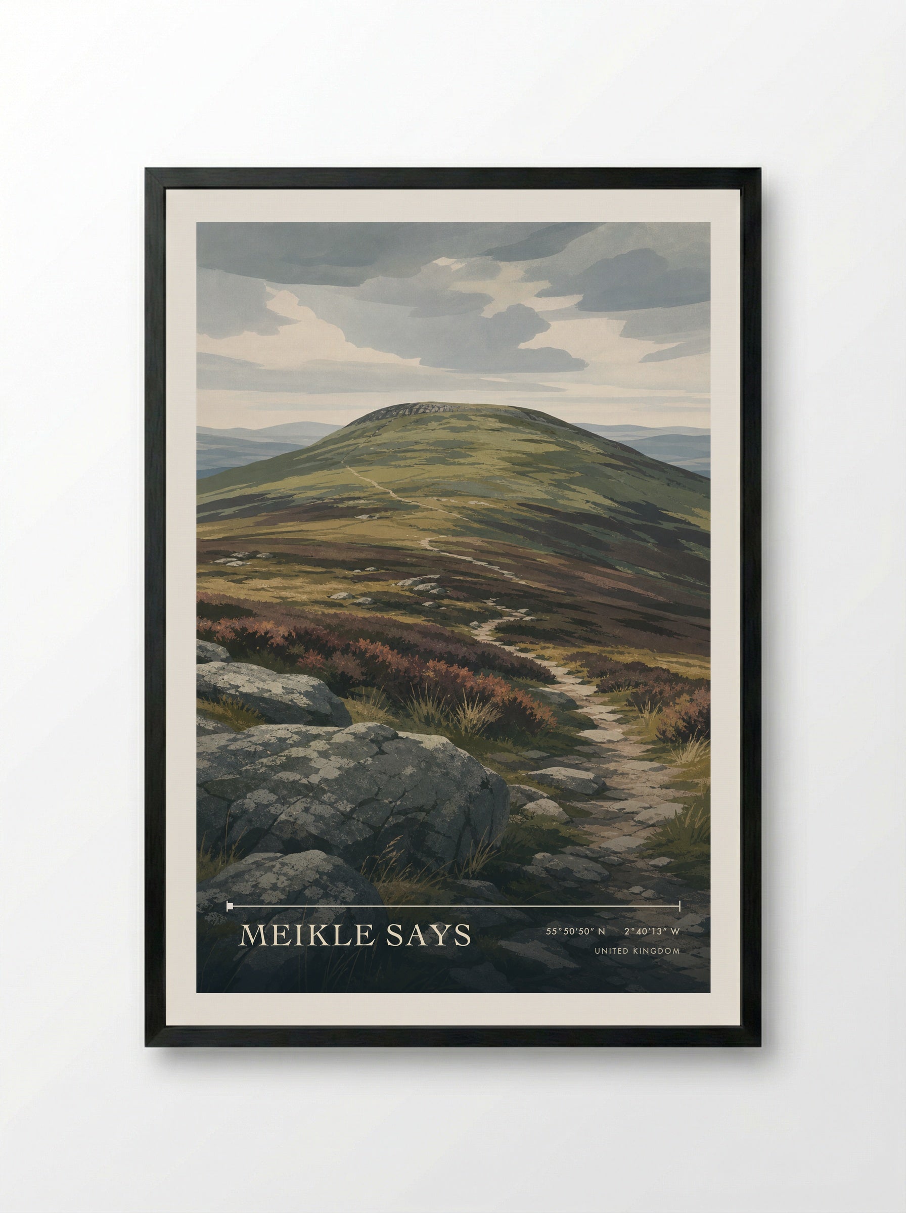 Meikle Says United Kingdom Travel Poster - Framed Print Black