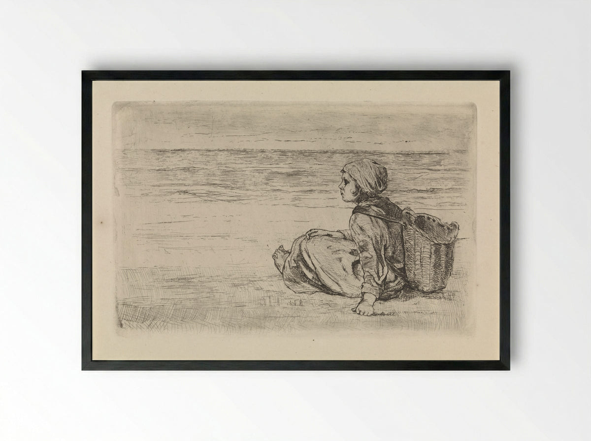 Meisje aan zee - Jozef Israëls - Framed Print Black