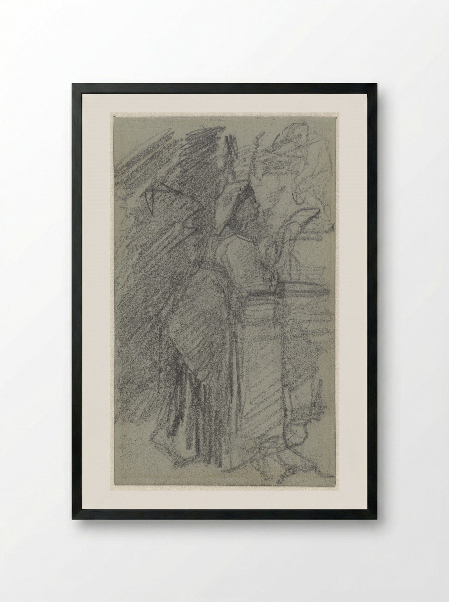 Meisje, leunend op een balustrade - Jacob Maris - Framed Print Black