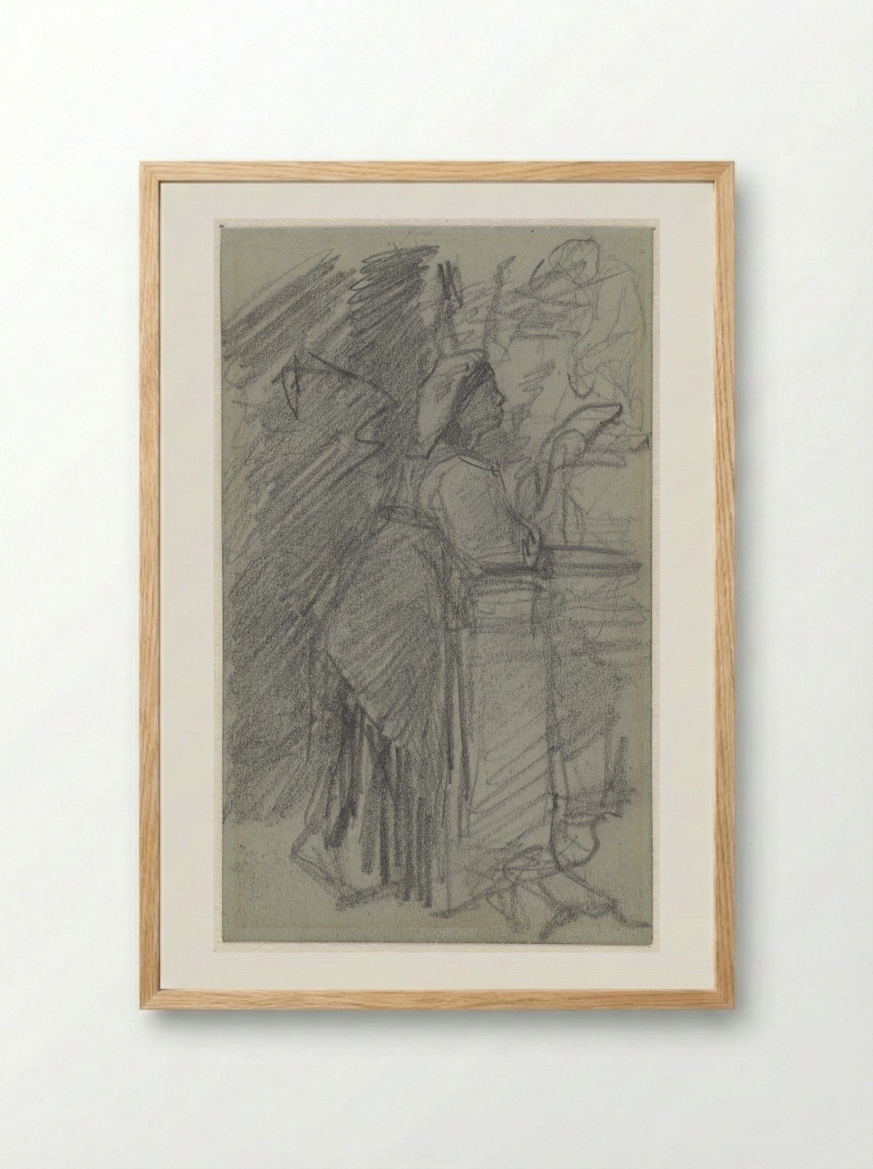 Meisje, leunend op een balustrade - Jacob Maris - Framed Print Wood