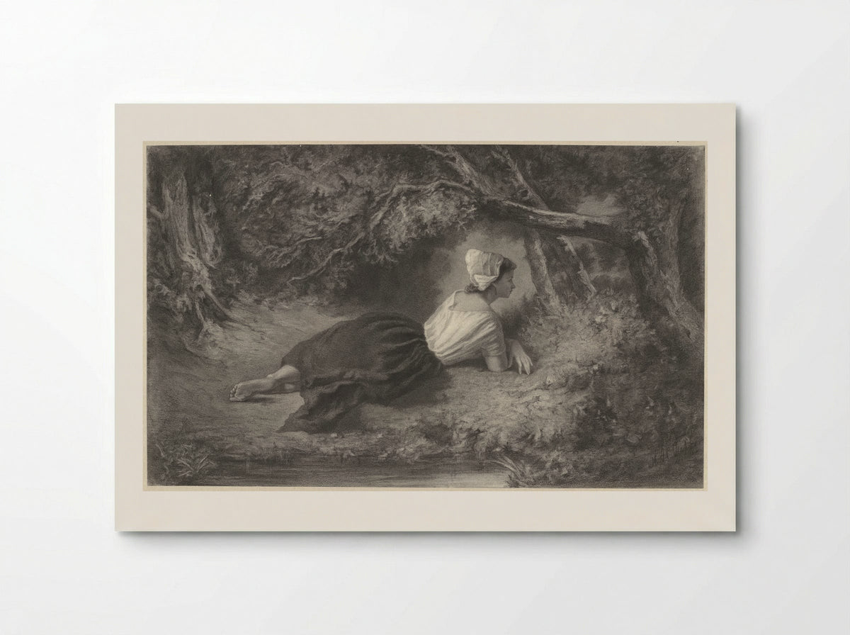 Meisje, liggend onder bomen bij een water - Hendrik Adriaan Christiaan Dekker - Poster