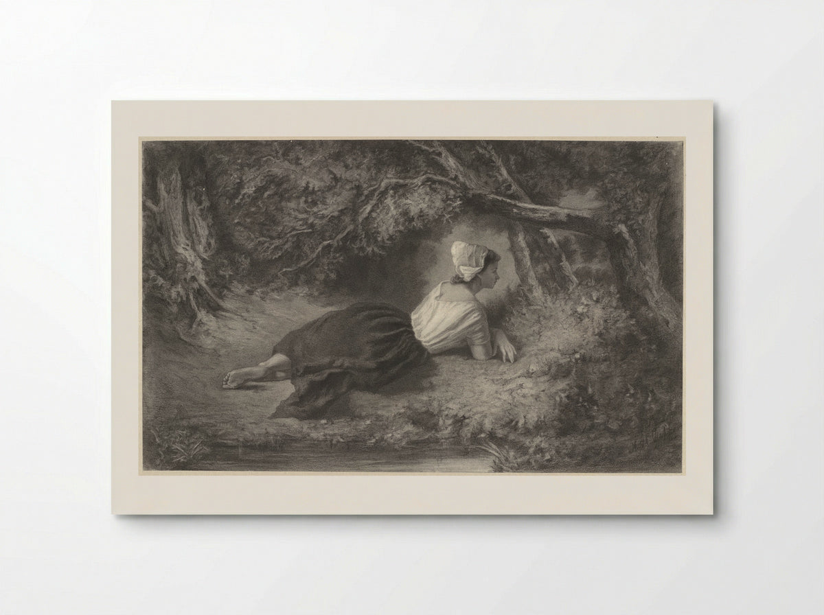 Meisje, liggend onder bomen bij een water - Hendrik Adriaan Christiaan Dekker - Poster