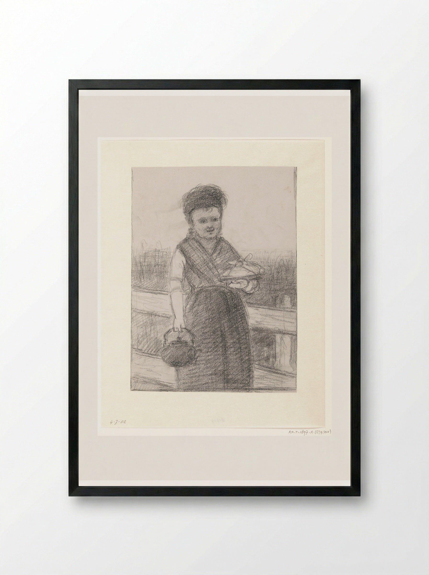 Meisje met een ketel en een schotel - Hendrik Valkenburg - Framed Print Black