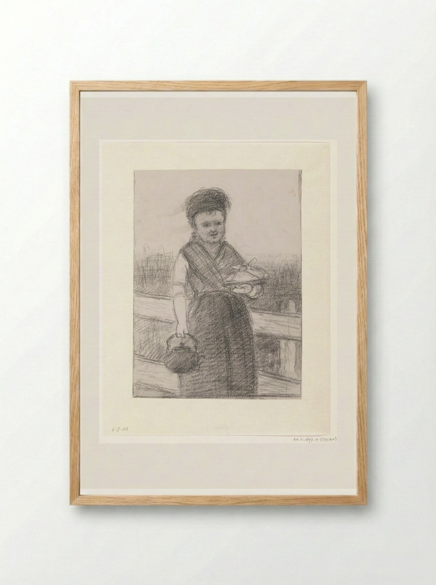 Meisje met een ketel en een schotel - Hendrik Valkenburg - Framed Print Wood
