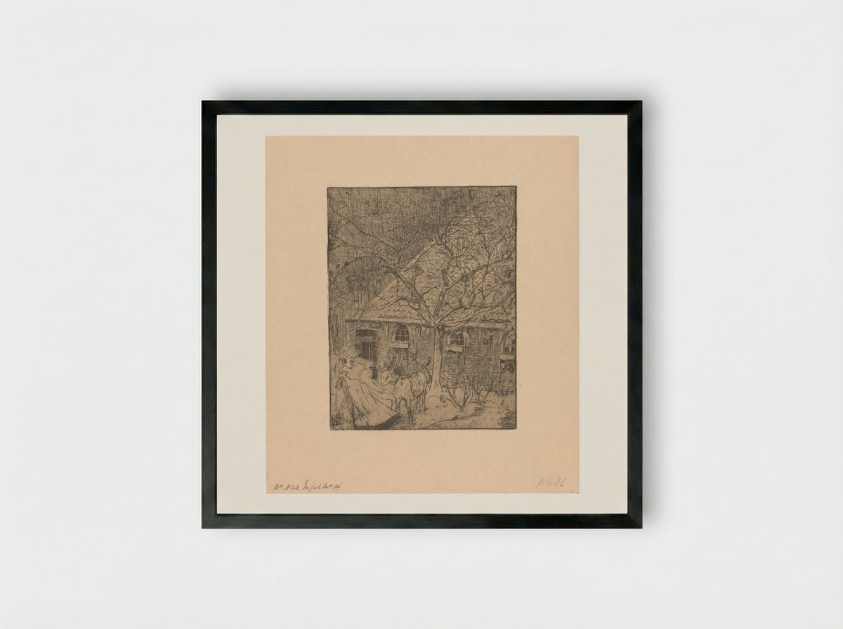 Meisje met geit - Pieter Dupont - Framed Print Black