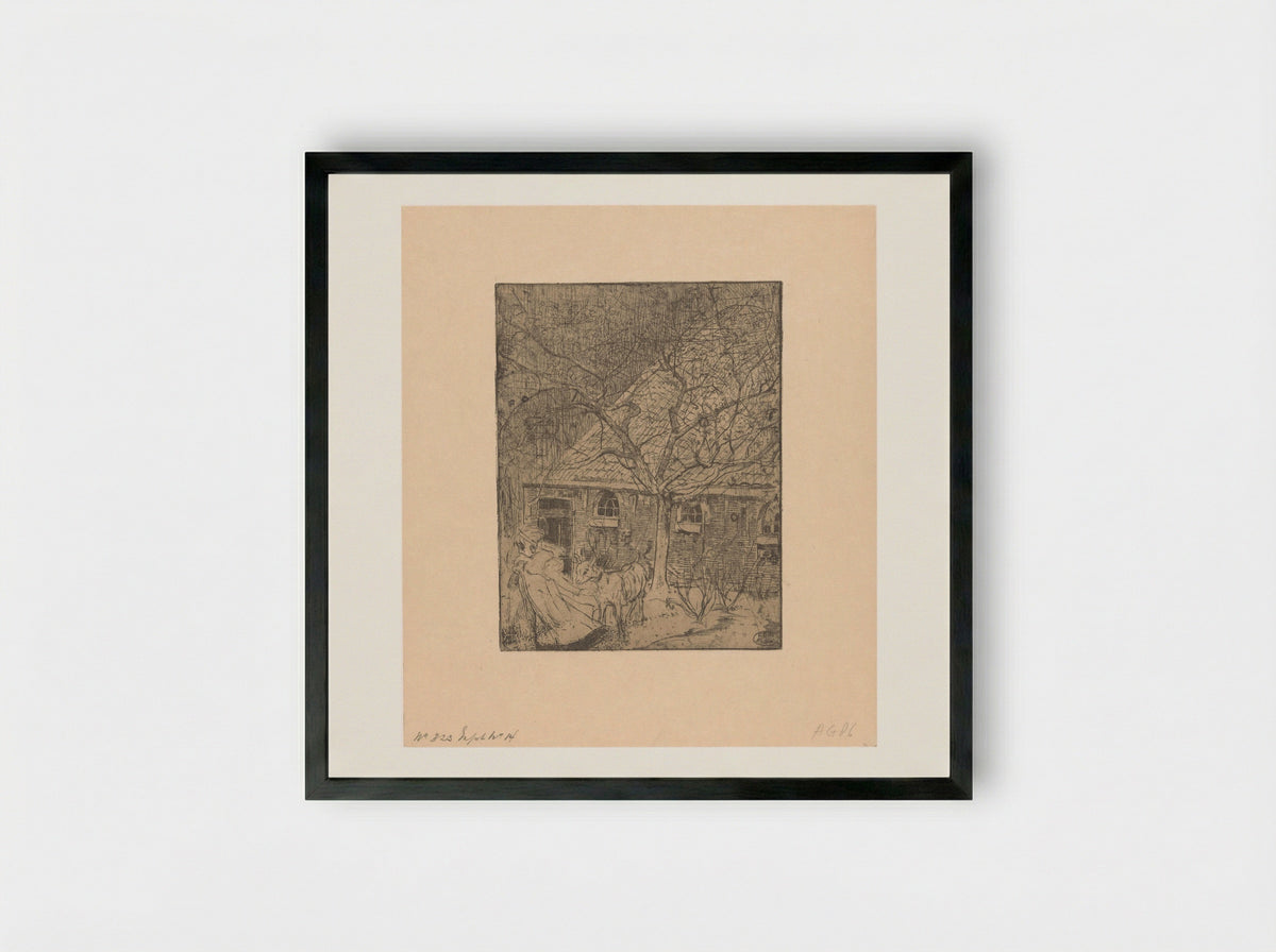 Meisje met geit - Pieter Dupont - Framed Print Black