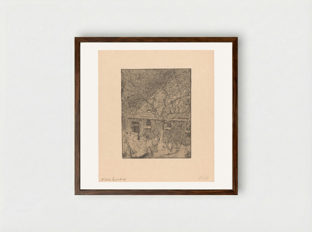 Meisje met geit - Pieter Dupont - Framed Print Dark Wood