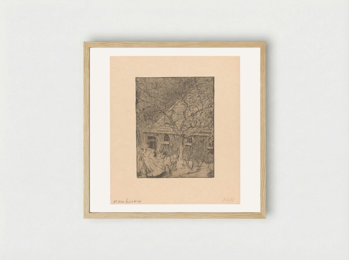 Meisje met geit - Pieter Dupont - Framed Print Wood