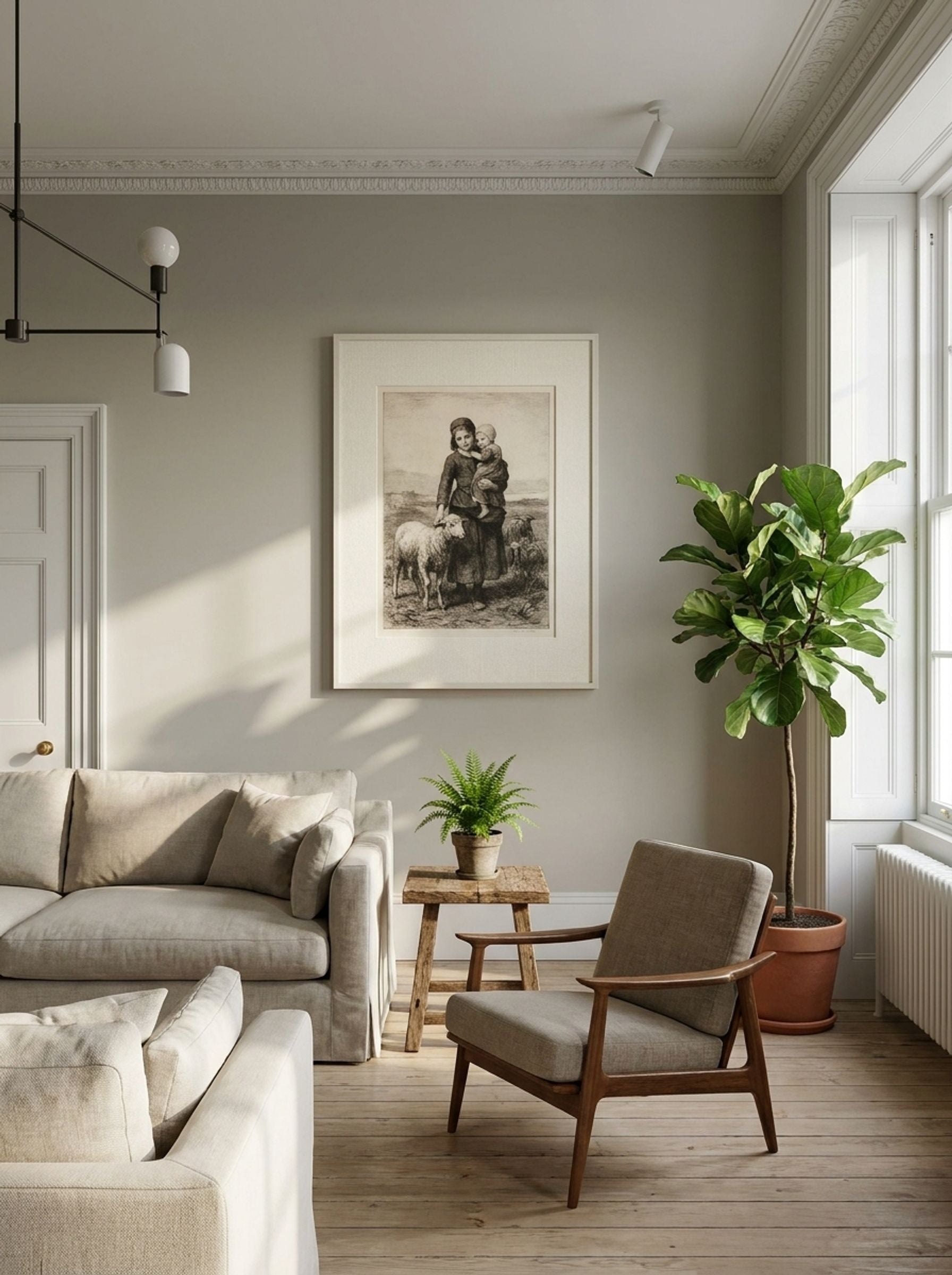 Meisje met kind op de arm bij een lam - Matthijs Maris - Lifestyle