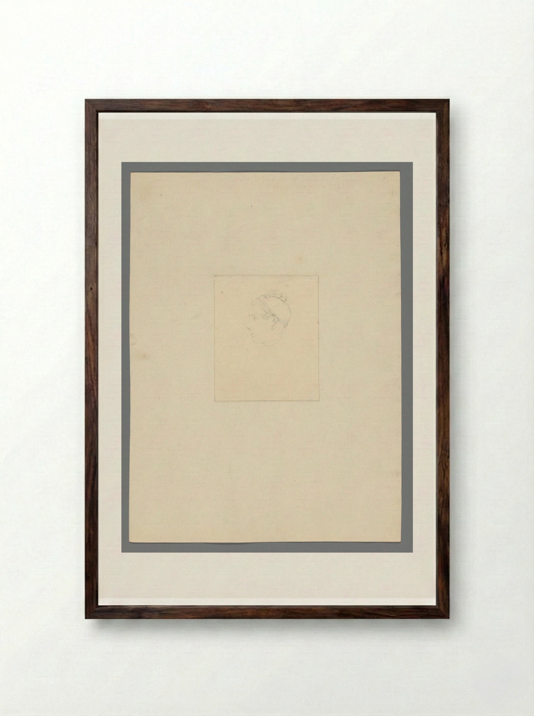 Meisjesportret in profiel naar links - David Pièrre Giottino Humbert de Superville - Framed Print Dark Wood